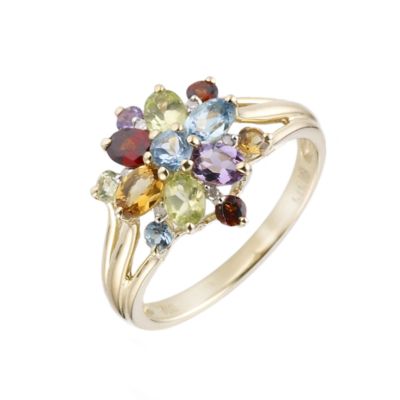 H Samuel 9ct Gold Multi Coloured Semi Precious Stone Ring