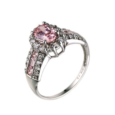 9ct White Gold Pink Cubic Zirconia Cluster Ring - Product number 5794544