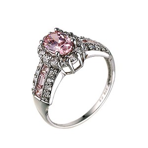 9ct White Gold Pink Cubic Zirconia Cluster Ring