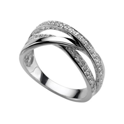 18ct white gold quarter carat diamond crossover ring