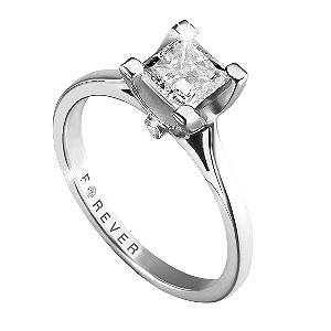 18ct White Gold 1/3 Carat Diamond Princess Cut Solitaire Ring