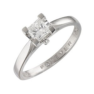 18ct White Gold 1/2 Carat Diamond Princess Cut Solitaire Ring