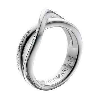 Emporio Armani sterling silver crossover ring - size P - Product number 5812690