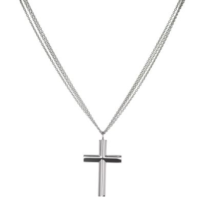 Emporio Armani men's sterling silver groove cross pendant