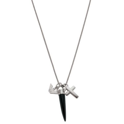 Emporio Armani men's sterling silver three charm necklace - Product number 5812828