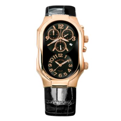 Philip Stein men's 18ct rose gold chronograph strap watch - Product number 5815827