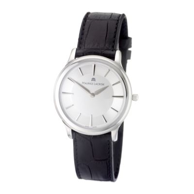 Maurice Lacroix Classique mens black leather strap watch