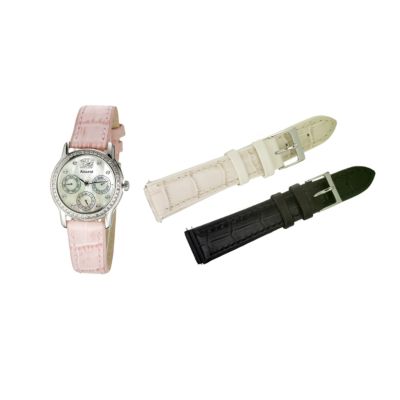 Accurist ladies' stone-set mother of pearl dial strap watch