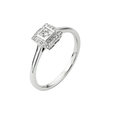 9ct white gold ten point diamond cluster ring - Product number 5835720