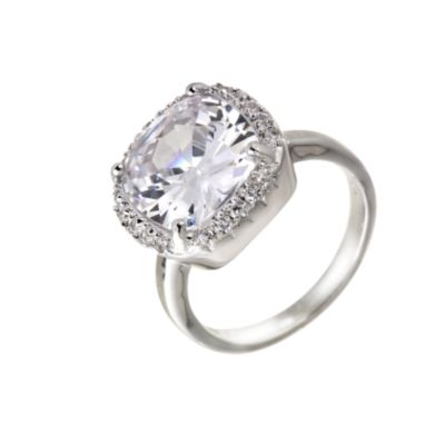 Sterling silver and cubic zirconia cocktail ring - medium
