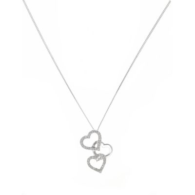 Sterling silver cubic ziconia triple heart pendant - Product number 5860296