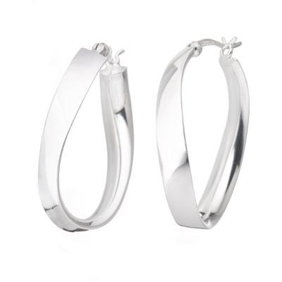 Sterling silver creole twist earrings.