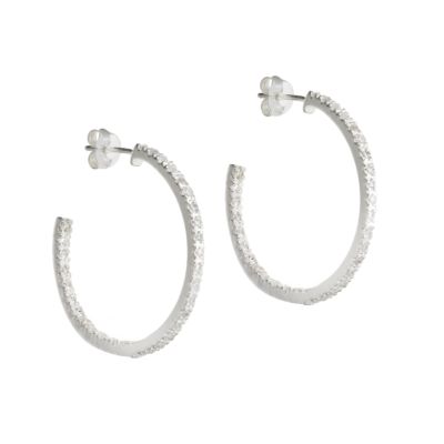 Sterling silver cubic zirconia large hoop earrings - Product number 5860571
