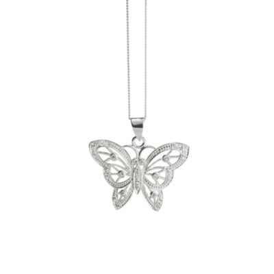Silver and Cubic Zirconia Butterfly Pendant - Product number 5867924