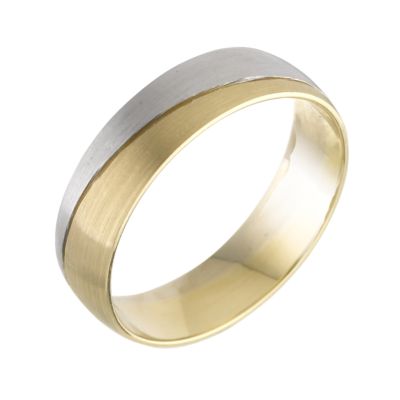 18ct two tone gold men's court ring - Product number 5877857