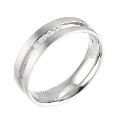 Men's 18ct white gold diamond set court ring - Product number 5880939