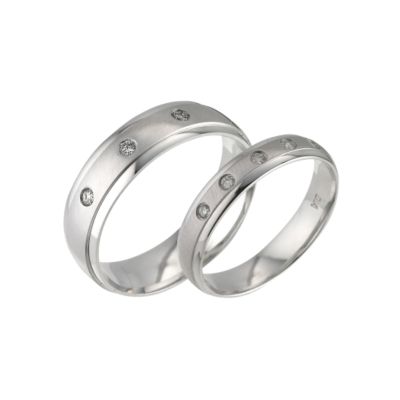 18ct white gold diamond set court wedding ring box set - Product number 5890195