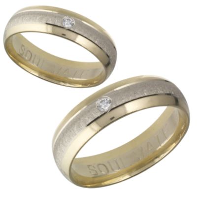 18ct Yellow Gold Diamond Bride And Groom Soulmate Ring