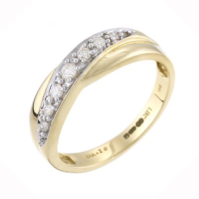 Ladies' 18ct Gold 0.20 Carat Diamond Set Crossover Ring - Product number 5905141