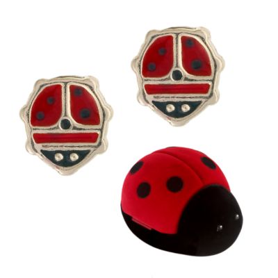 9ct yellow Gold & Enamel Ladybird Earrings