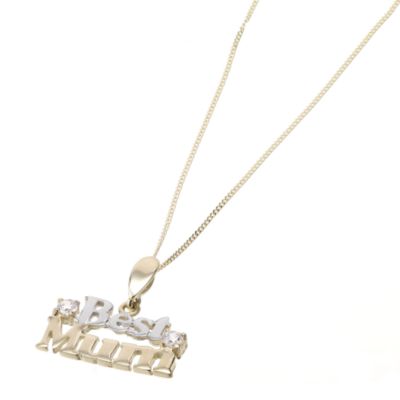 9ct Gold Cubic Zirconia Best Mum Pendant - Product number 5906415