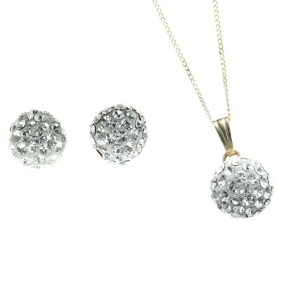 9ct Gold Glitter Ball Earring and Pendant Set - Product number 5906423