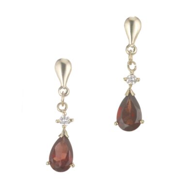 9ct Gold Garnet Drop Earrings - Product number 5907985