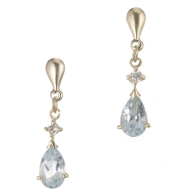9ct Gold Blue Topaz Drop Earrings - Product number 5908000