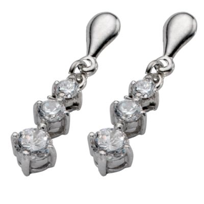 9ct White Gold Cubic Zirconia 24mm Drop Earrings - Product number 5908051