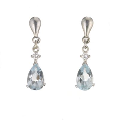 H Samuel 9ct White Gold Blue Topaz Drop Earrings