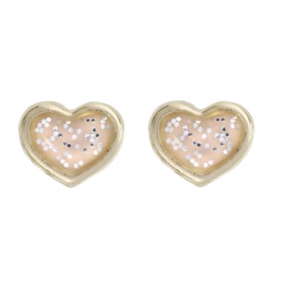 9ct Yellow Gold and Enamel Heart Shaped Studs