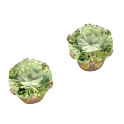 9ct Yellow Gold Green Cubic Zirconia Stud Earrings - Product number 5909090