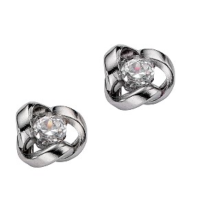 9ct White Gold Cubic Zirconia Knot Stud Earrings
