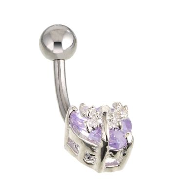 Lavender & Cubic Zirconia Belly Bar - Product number 5911141