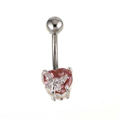 Stainless Steel Pink Cubic Zirconia Belly Button Stud - Product number 5911168