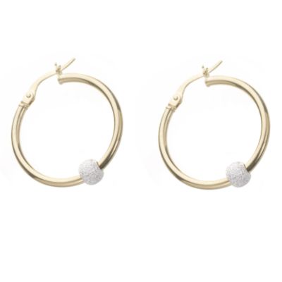 9ct gold Creole Silver Bead Hoops