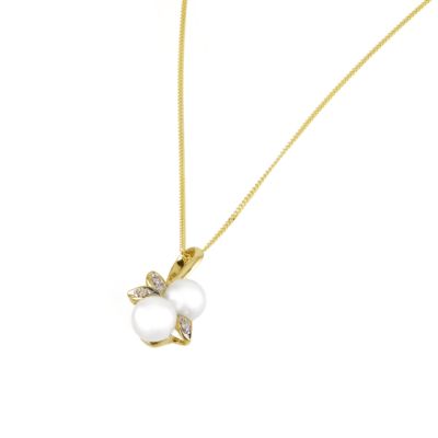 9ct Yellow Gold Diamond And Pearl Pendant - Product number 5912237