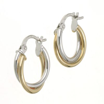 9ct Two Colour Gold Creole Earrings - Product number 5912652