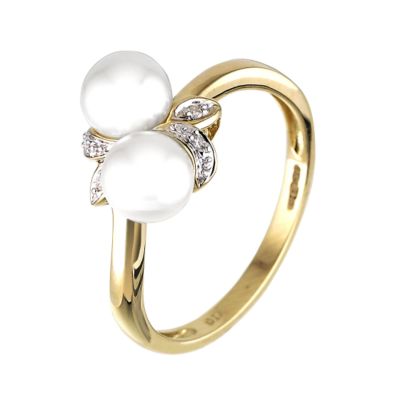 9ct Yellow Gold Diamond And Pearl Ring - Product number 5913500