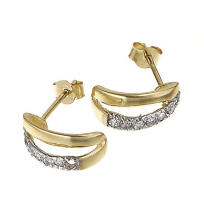 9ct Yellow Gold Cubic Zirconia Split Wedding Earrings - Product number 5914507
