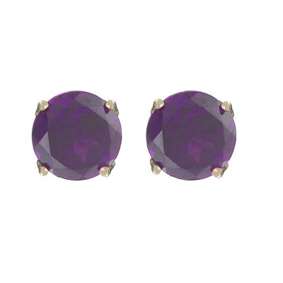 9ct Yellow Gold Amethyst 5mm Stud Earrings