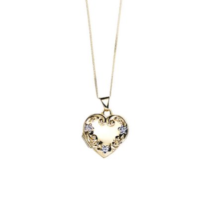 9ct Gold Heart Shaped Locket with Flower Detail