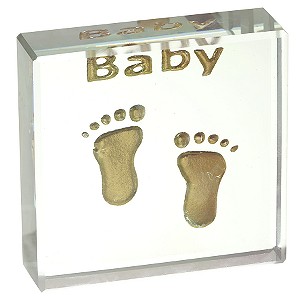 Childhood Memories Gold Colour Baby Feet Cube