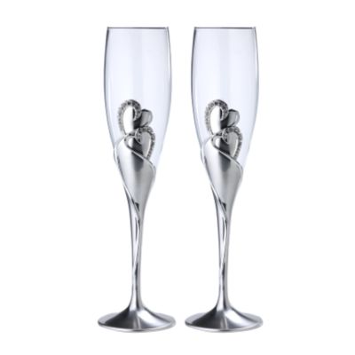 Double Hearted Champagne Flutes
