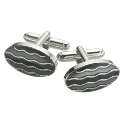 Black and Grey Oval Cufflinks