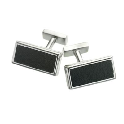 Black Leather Cufflinks