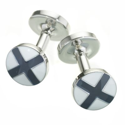 Classic Collection White and Blue Cross Cufflinks