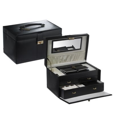 Large Black Leather Jewellery Box