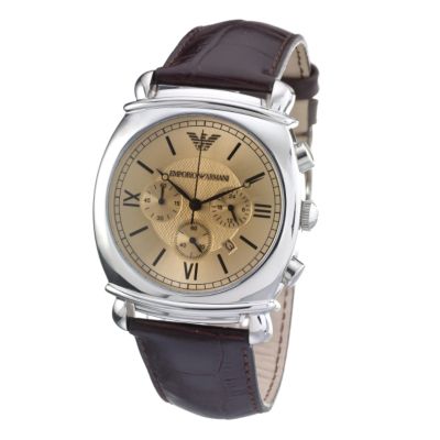 Emporio Armani men's brown leather strap watch - Product number 5922933