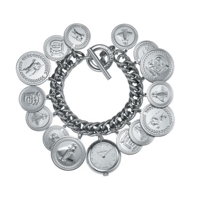 Burberry ladies' stainless steel coin medal charm watch